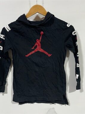 Jordan Kids' Black Hoodie Top with Red Jumpman Logo
